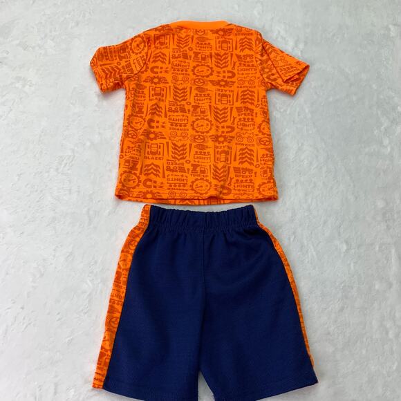 Blaze & the Monster Machine Boys 2T Short Sleeve Shorts Outfit Neon Orange Blue - Picture 2 of 9